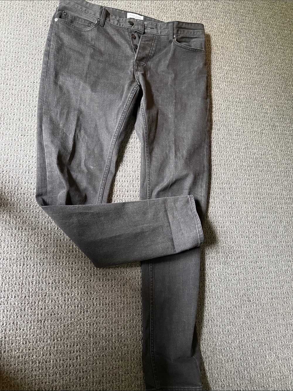 Medium wash Men's Black Jeans Five Four Los Angeles Button Fly Straight Leg Will